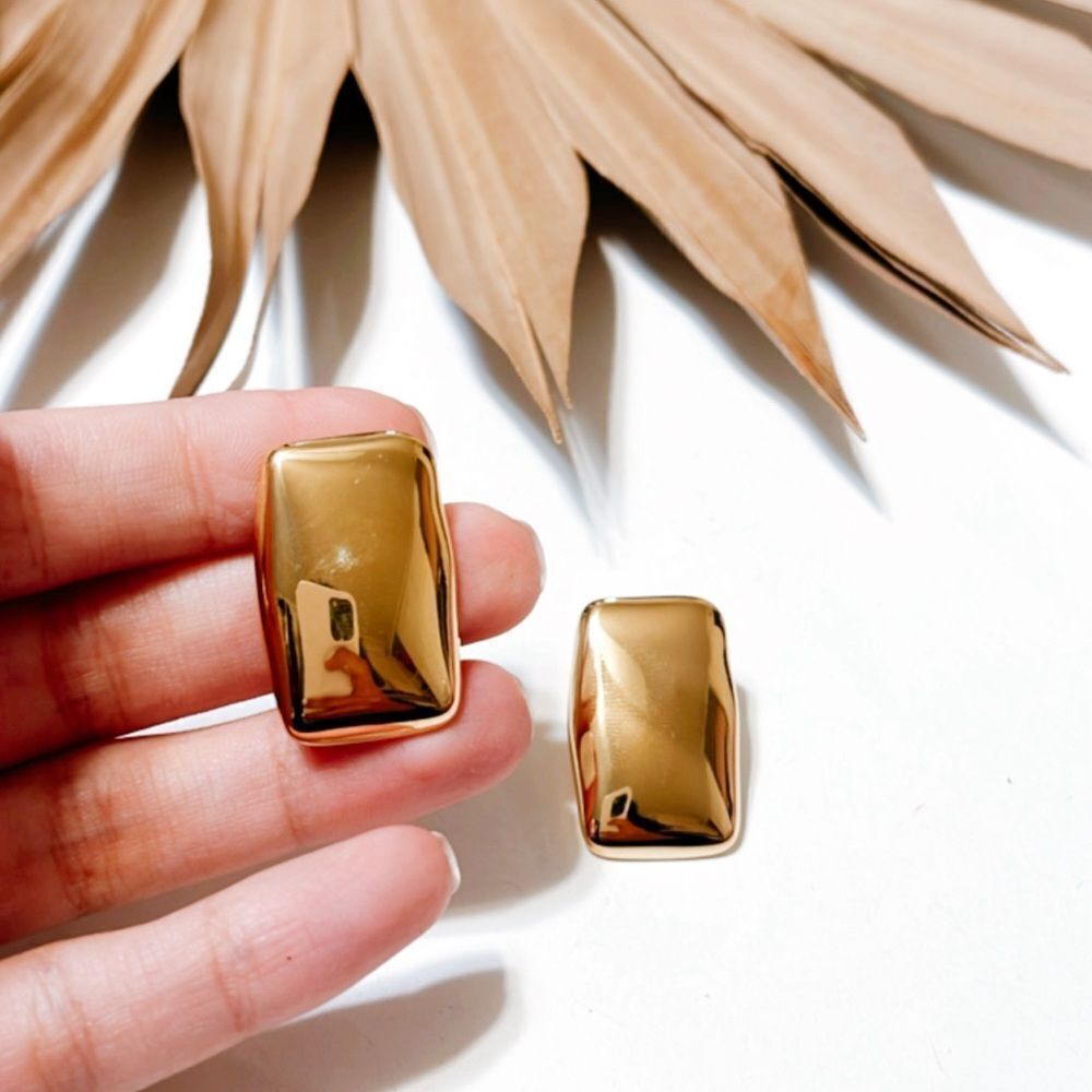 Gold geo stud earrings #1003 - Picture 5 of 7